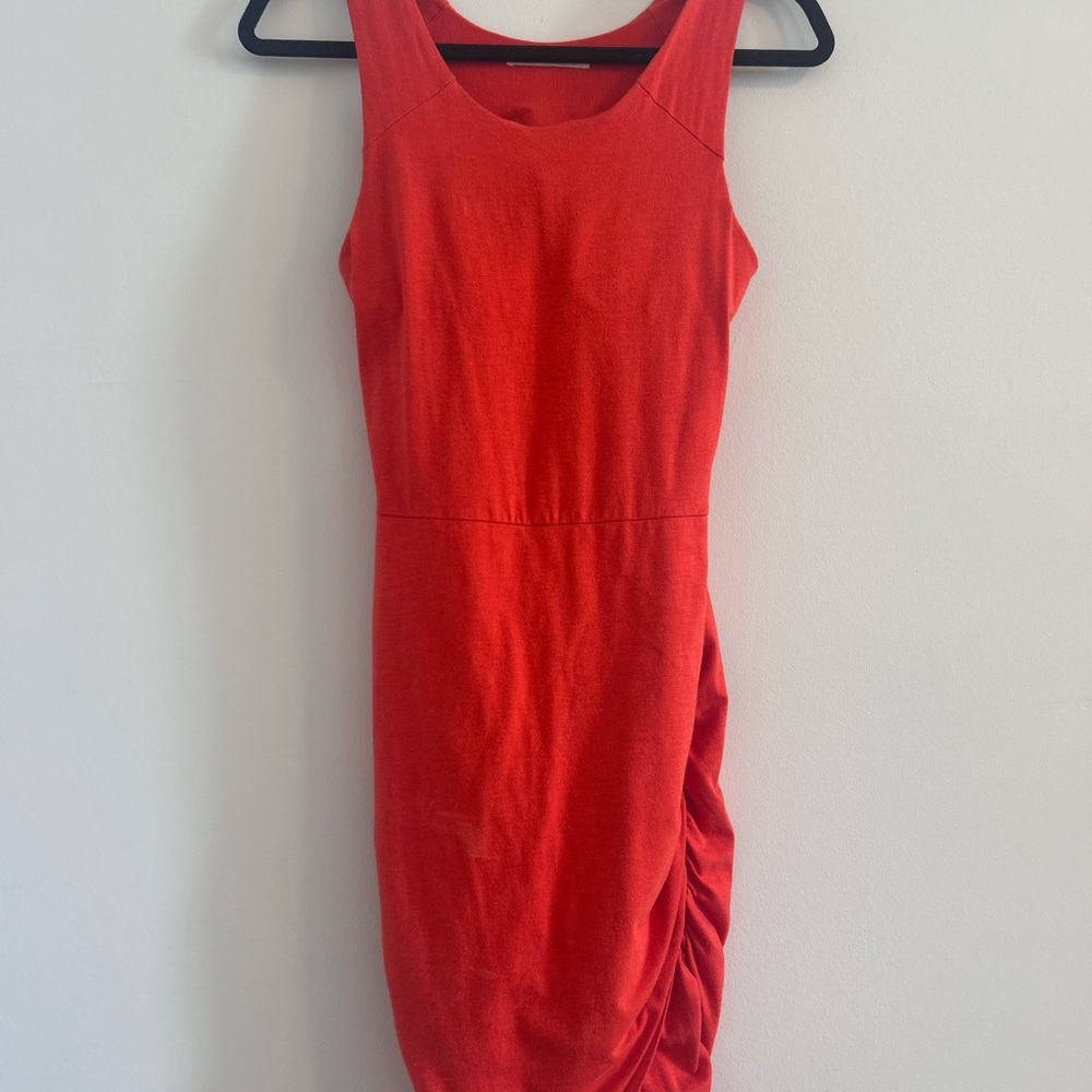 Athleta Seeker Vibrant Red orange Mini Dress with built in bra